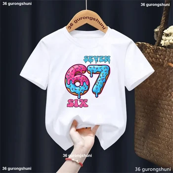 2025 Hot Sale Ice Cream Six Seven 67 Meme Printed T Shirt Girls/Boys Funny Kawaii Kids Clothes Summer Short Sleeve Shirt 1