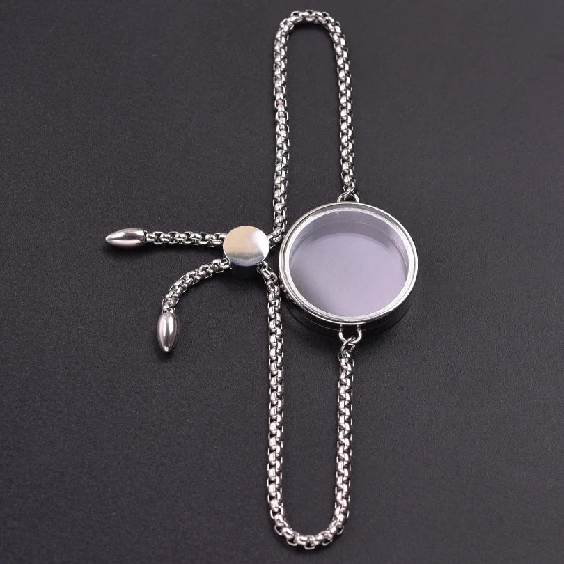 1Pc 15-30mm Round Flotantes Ashes Holder Medallon Pendant Bracelet Stainless Steel Glass Reliquary Locket Men Pulsera Jewelry 6