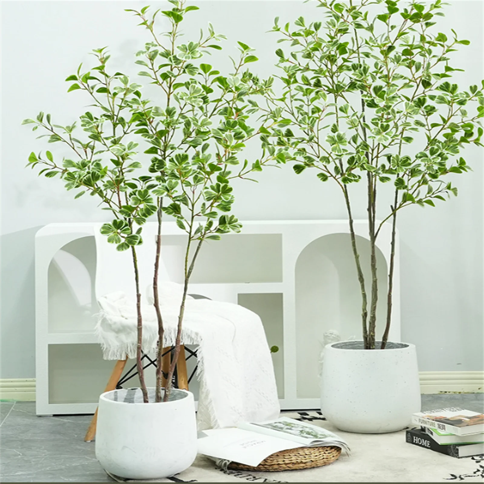 Künstlicher Ficus-Baum, simulierter Ficus-Baum mit Blättern, gefälschter Baum, künstliche Grünpflanzen für Wohnzimmer, Balkon, Eckdekoration – Detail 5