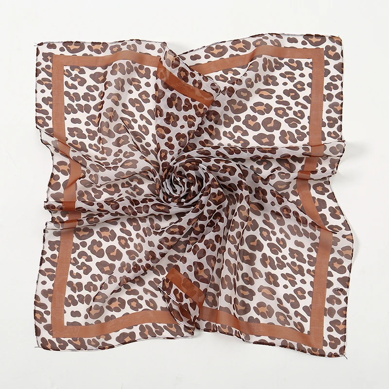 Fashion Leopard Dot Print Chiffon 65 Square Scarf Headband For Muslim Woman Hijab Shawls Thin Smooth Headscarf Islamic Turban 4