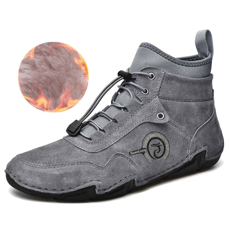 

Big Size Winter Men's Boots Keep Warm Men's Genuine Leather Snow Boots Soft Sole Comfortable Men's Ankle Boots Outdoor Men Shoes
