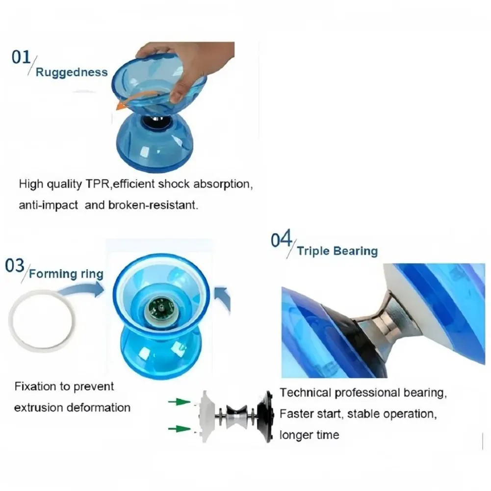 Chinese Yoyo Diabolo Set with 2 Diabolo Sticks String and Net Bag Triple Bearing Diabolo Portable Diabolo for Fun