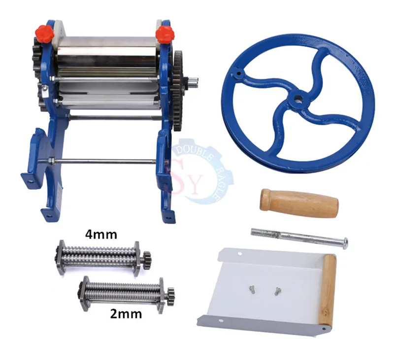 Household Cast Iron Manual Dough Roller Noodle Making Machine Bearing Style Hand Pasta Maker Equipment With Two Blades