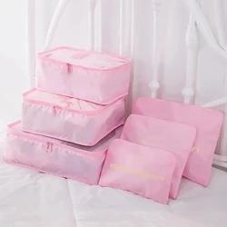6 - Piece Travel Packing Cube Set - Foldable Luggage Organizer for Clothing, Underwear, and Shoes (Pink)