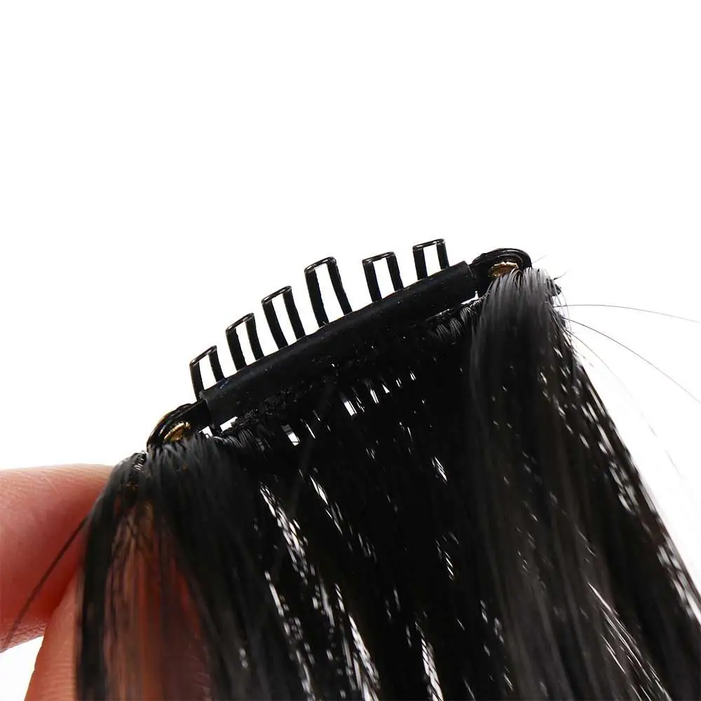 Description Picture 6 of itemFemale Hair Accessories Brown Natural Heat Resistant Fiber Middle-part Bangs Synthesis Wig French Oblique Bangs Hair Extensions