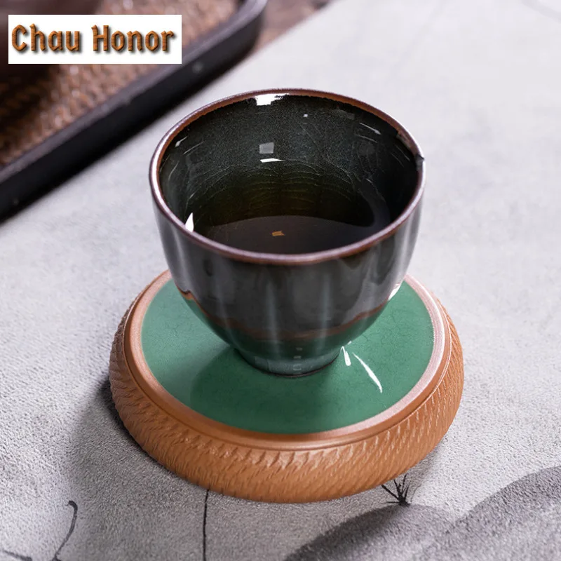 Longquan Celadon Knife Jumping Coasters Retro Hot Pad for Coffee Cups Saucer Heat Insulation Placemats Teacup Base Tea Ceremony