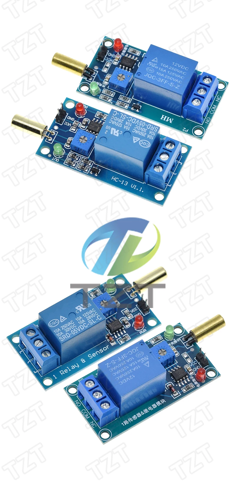 DC 5V 12V 1-Kanal-Ausgang Neigungswinkelsensoren Relaismodul Golden SW520D Kugelschalter Neigungssensormodul für Arduino – Detail 4
