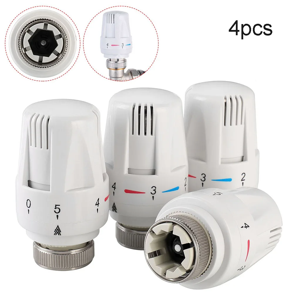 Thermostatic Valve Controller 4PCS Thermostatic Radiators M30x1.5 Heating Zero Valve 5-levels Temperature Controller Head For Household Control System Tools, thermostatic valve controller, temperature controller