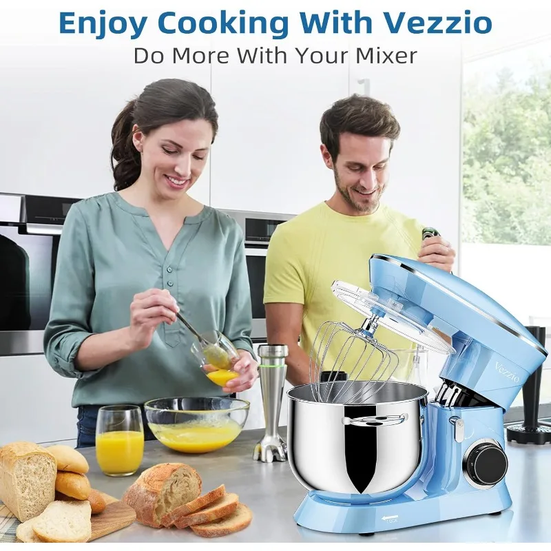 9.5 Qt Stand Mixer, 10-Speed Tilt-Head Food Mixer, Vezzio 660W Kitchen Electric Mixer with Stainless Steel Bowl, Blue 6