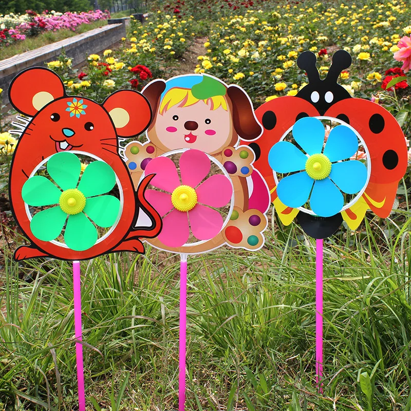

Children's Outdoor Sports Toys Cartoon Animal Three-dimensional Windmill Children's Toys Diy Handmade Windmill Birthday Gift