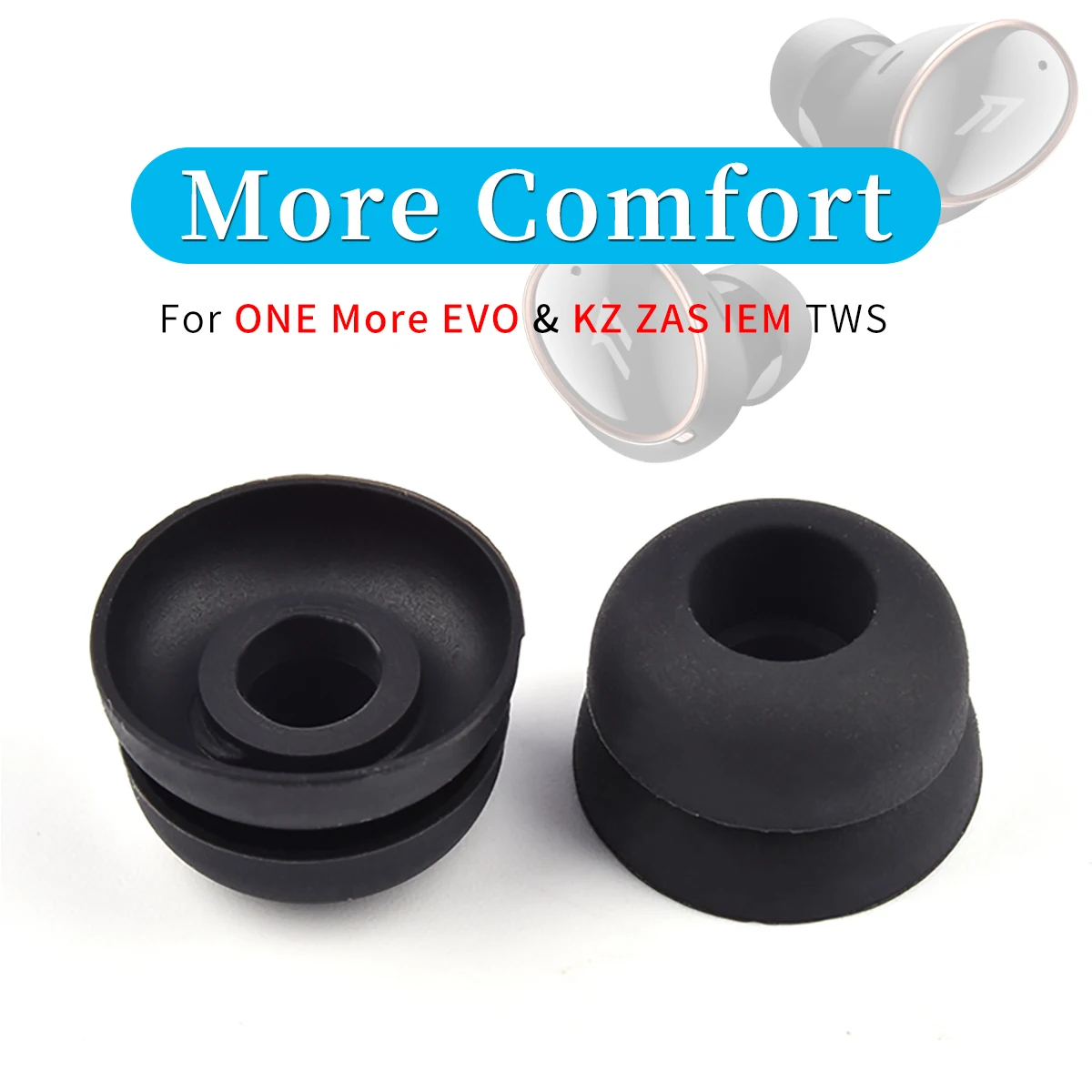 6Pcs Silicone Ear Tips for ONE More EVO Earbuds Eartips for KZ ZAS IEM/1More EVO/SONY WF-1000XM4 TWS Tips Anti-Slip Avoid Fall
