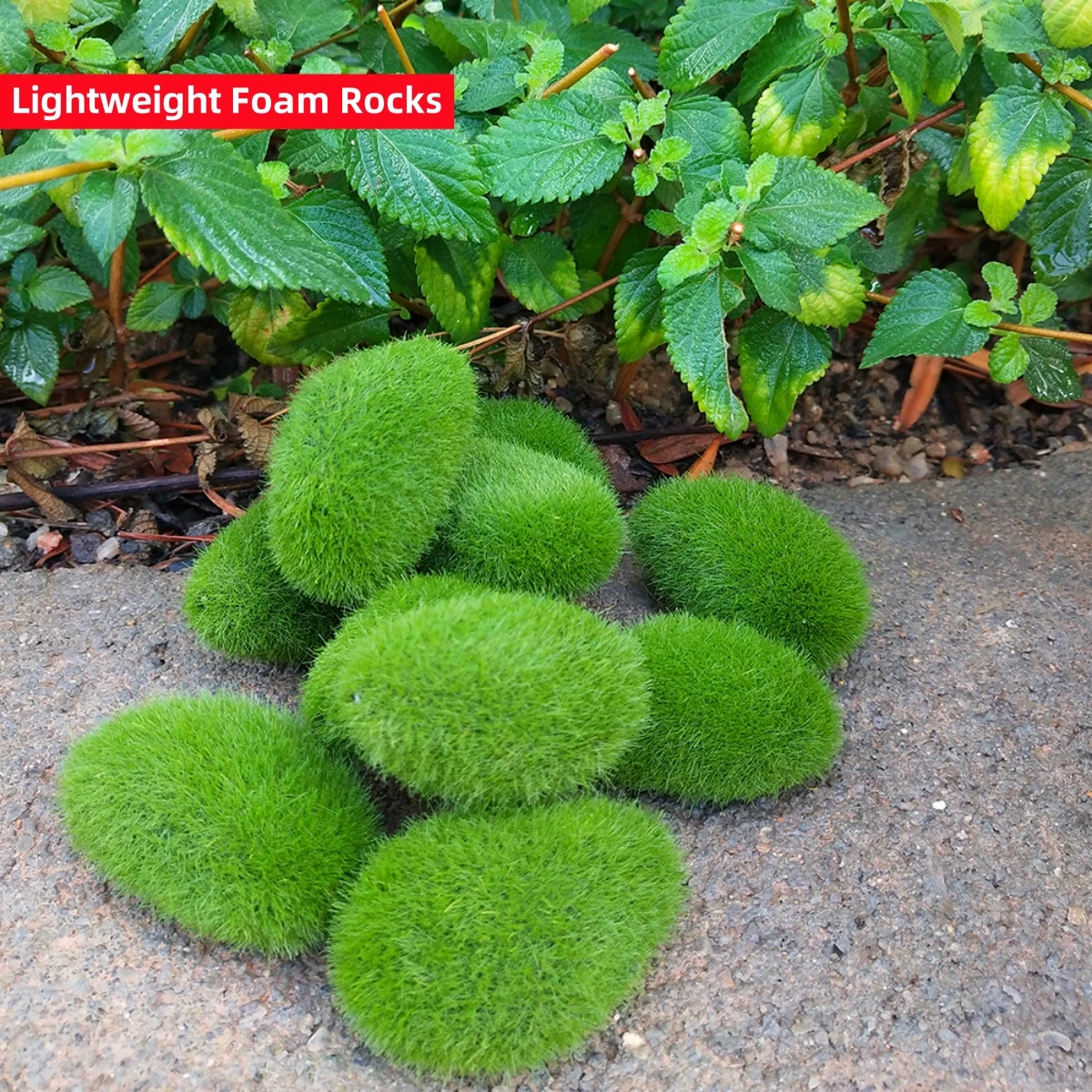Faux Green Moss Covered Stones 1 Pack Garden Landscaping DIY Decoration Bonsai Moss Ornaments Simulation Foam Balls Multi-Size decorative stones artificial stones artificial moss rocks