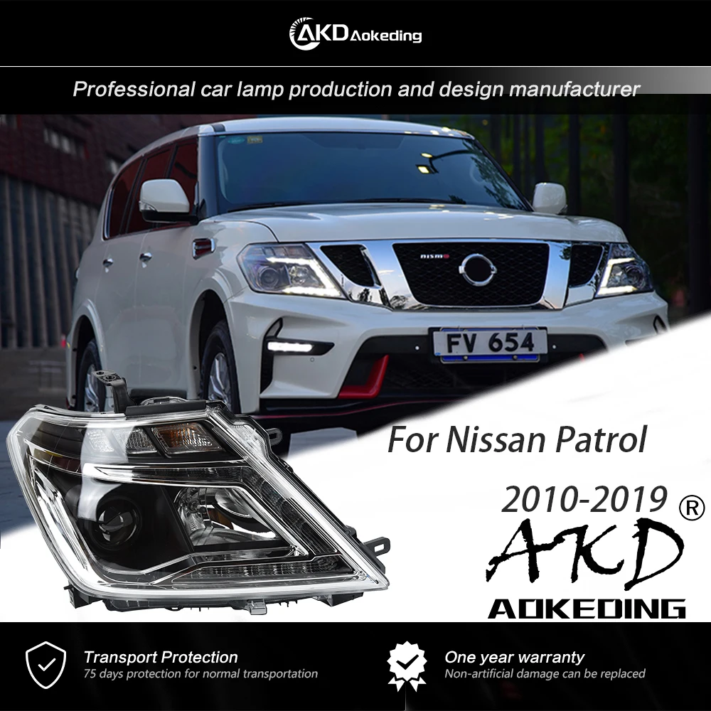 

Автомобильная лампа AKD для Nissan патруль Y62 2010-2019 DRL H7 светодиодный Bi, ксеноновая лампа в сборе, обновленные динамические сигнальные аксессуары