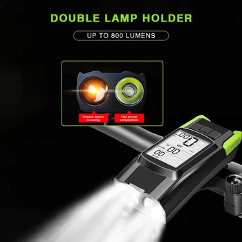 자전거 컴퓨터 경적 프론트 라이트, 사이클링 속도계, 충전식 사이클링 장비, 3 in 1, 4000mAh, 800LM