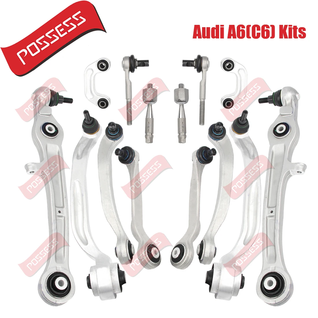 

14 Pieces Front Axle Suspension Control Arm Ball Joint Stabilizer Link Tie Rod End Kits For Audi A6 4F2 4FH 4F5 A6L C6 2004-2012