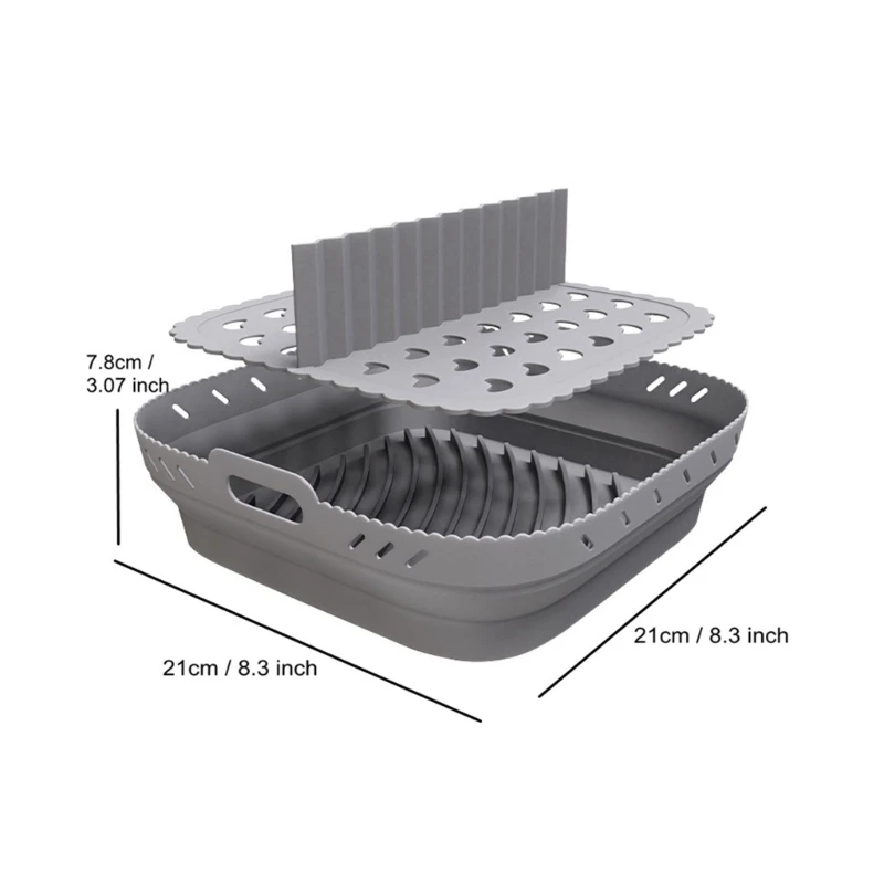 Air Fryers Silicone Basket Plate Square Reusable Air Fryers Cooking Accessories 6
