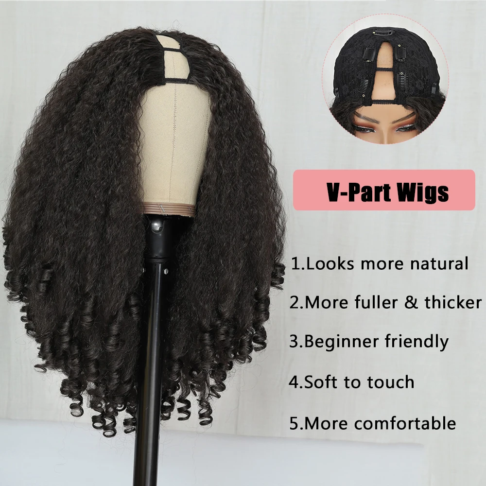 Curly Wig Human Hair Half Wigs Amazon SOKU V Part Synthetic Half