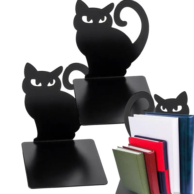 

Bookends For Shelves 2PCS Heavy Duty Sturdy Black Bookends Cute Decorative Book Holders For Shelves Book Ends For Desk Home Stud