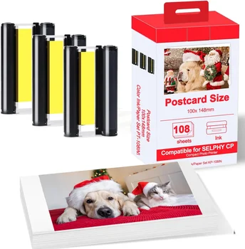 KP108 pour Canon SELPHY CP1500 Kit d'imprimante Photo compacte Wifi sans fil pour KP-108IN RP-108 CP1200 CP900 CP910 papier Photo 6 pouces 1