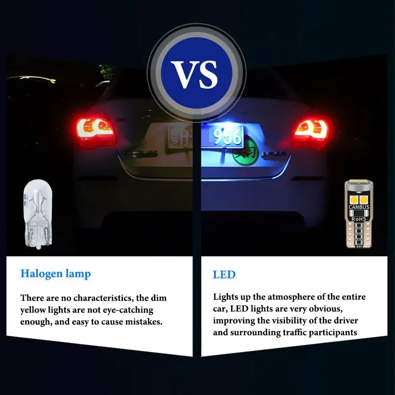 LED Car Bulbs 10PCS T10 W5W 3030 6smd Super Bright Parking Lights WY5W Auto Wedge Turn Side Canbus No Error