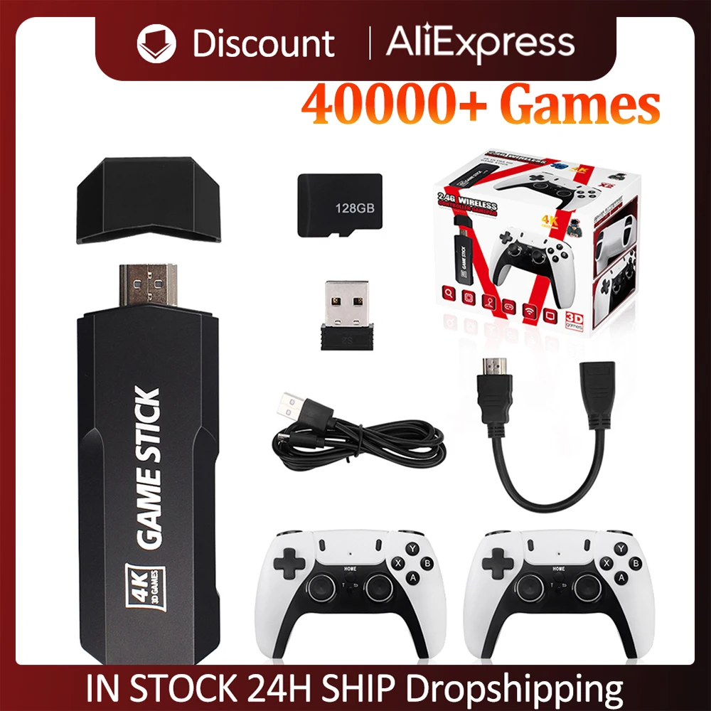 Consola de Videogame GD10PRO HD, Controle Sem Fio, Vara de Mão, Jogador de jogos, Presente para Crianças, 40000 Games Embutidos, 2.4G, 4K, HD