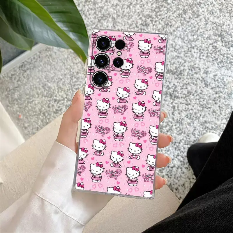 thumbnail image 1 of Funda de teléfono con dibujos animados de Hello Kitty, carcasa transparente para Samsung S24, S23 Ultra, S22, S20 Plus, S21 FE, Galaxy S24Ultra, S235G, 1 of 5