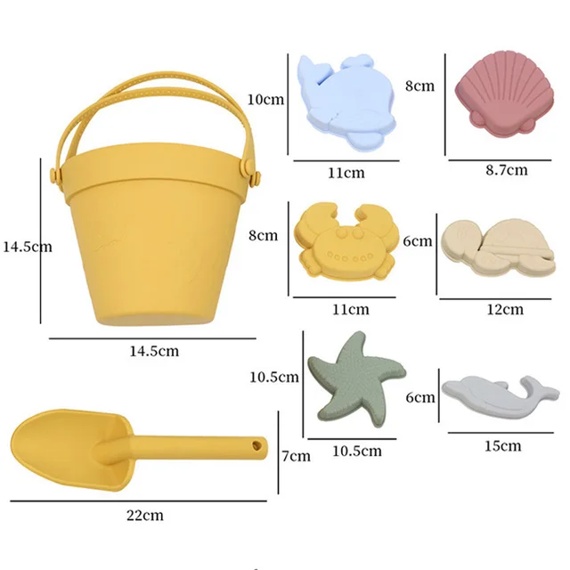 8Pcs Summer Beach Toys for Kids Soft Silicone Sandbox Set Cute Animals Beach Game Toy Children Beach Play Sand Water Play Tools 5