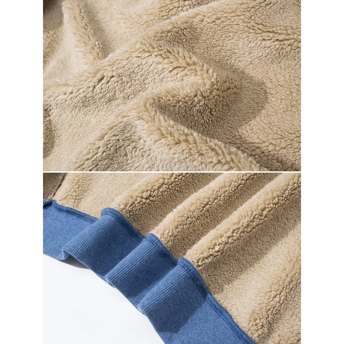 Sherpa-Lined Fleece Zip-Up Hoodie Jacket 