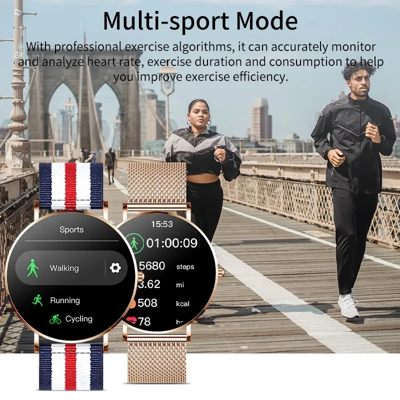 LIGE 2024 AMOLED Smart Watch Women Call Remind Ladies Physiologic Function Clock Sport Bracelet Waterproof Smartwatch For Men 3