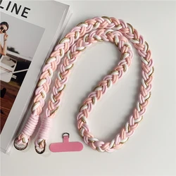 Stylish Handwoven Crossbody Lanyard - Durable Outdoor Neck Strap - Polyester / Nylon (Pink)