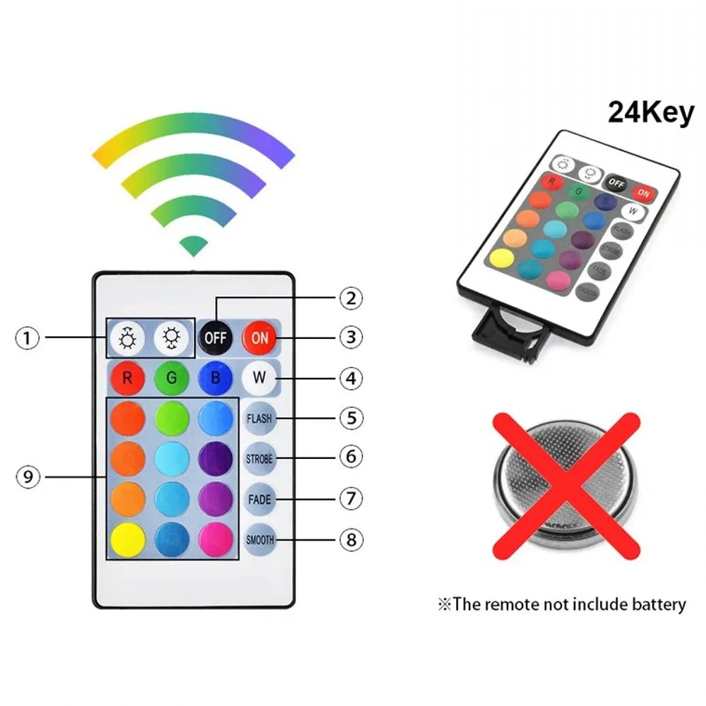 Controlador led rgb com mini controle, 5v, 24key, 44key, 3key, dimmer para 5050, 3528, 2835, 4pin, rgb