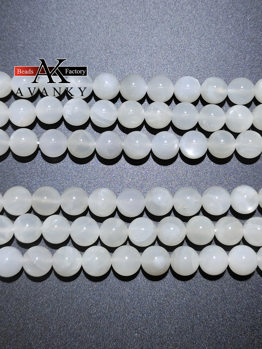6-10mm Natural Gem Stone White Moonstone For Jewelry Making Faceted Round Spacer Beads Diy Bracelets Necklace Accessories 15