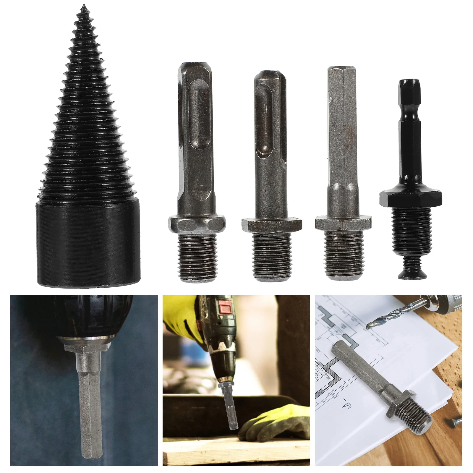 5 Pcs Firewood Drill Bit Set Wood Splitter Drill Bits Cone Tools Garden Splitters Firewood Splitter Drilling Machines Outdoor