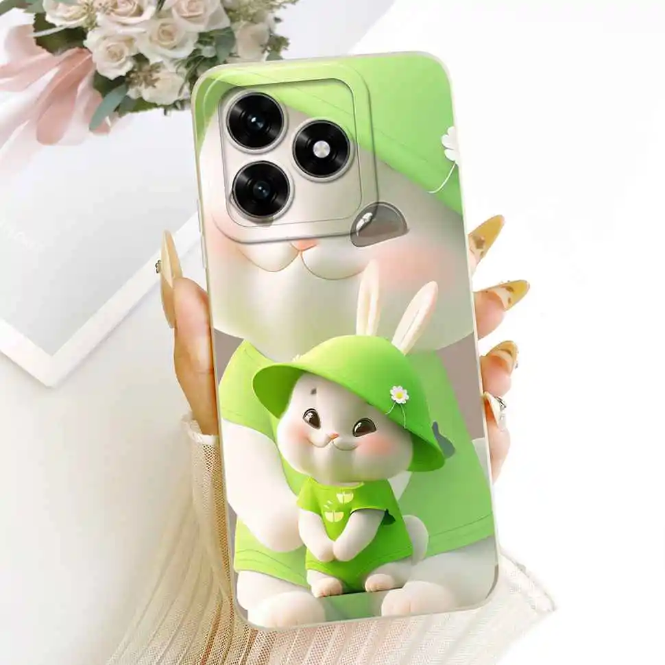 Cute Rabbit Cartoon Silicone Phone Case, Soft Protective Cover