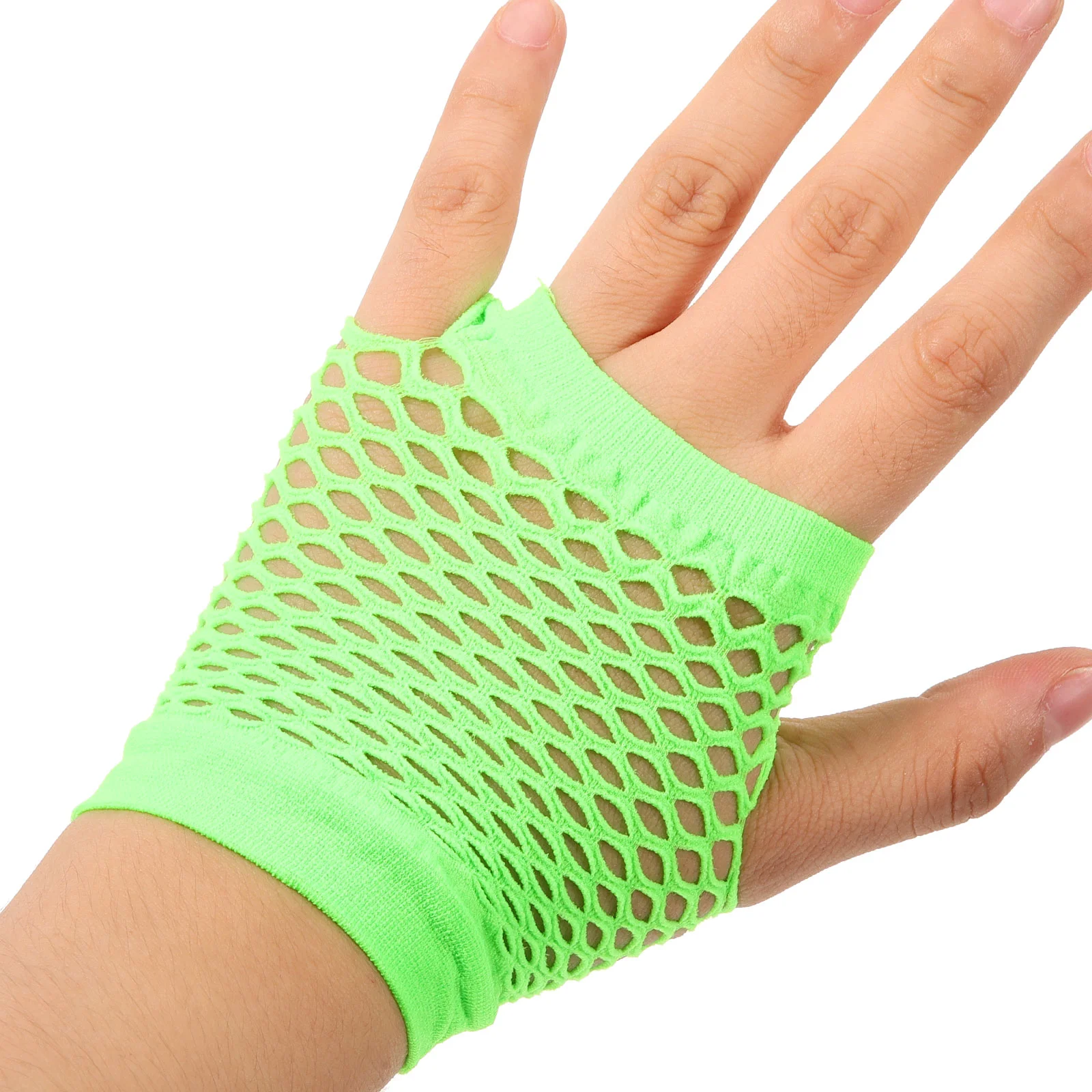 Fingerless Gloves Elastic Lace Headband Neon Earrings Women 80s Party Costumes Fishnet Gloves Plastic Ear Hooks Hair Band