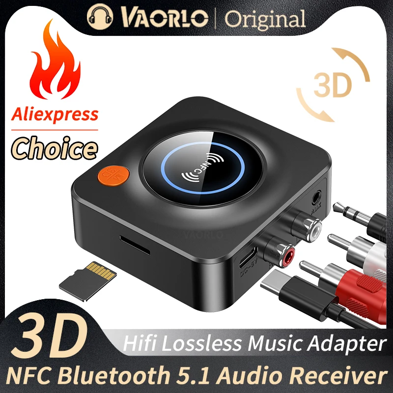 VAORLO 2 IN 1 Bluetooth 5.3 Transmitter Receiver 3.5mm AUX RCA USB U-Disk  Stereo Music Wireless Audio Adapter For TV PC Car Kit Speaker 