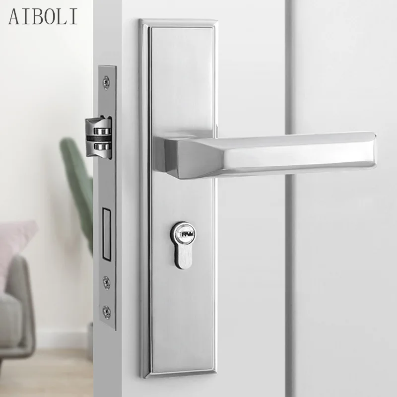 

Aluminum Alloy Door Lock Mute Black Door Lock Indoor Bedroom Room Handle Door Lock Solid Wood Door Handle