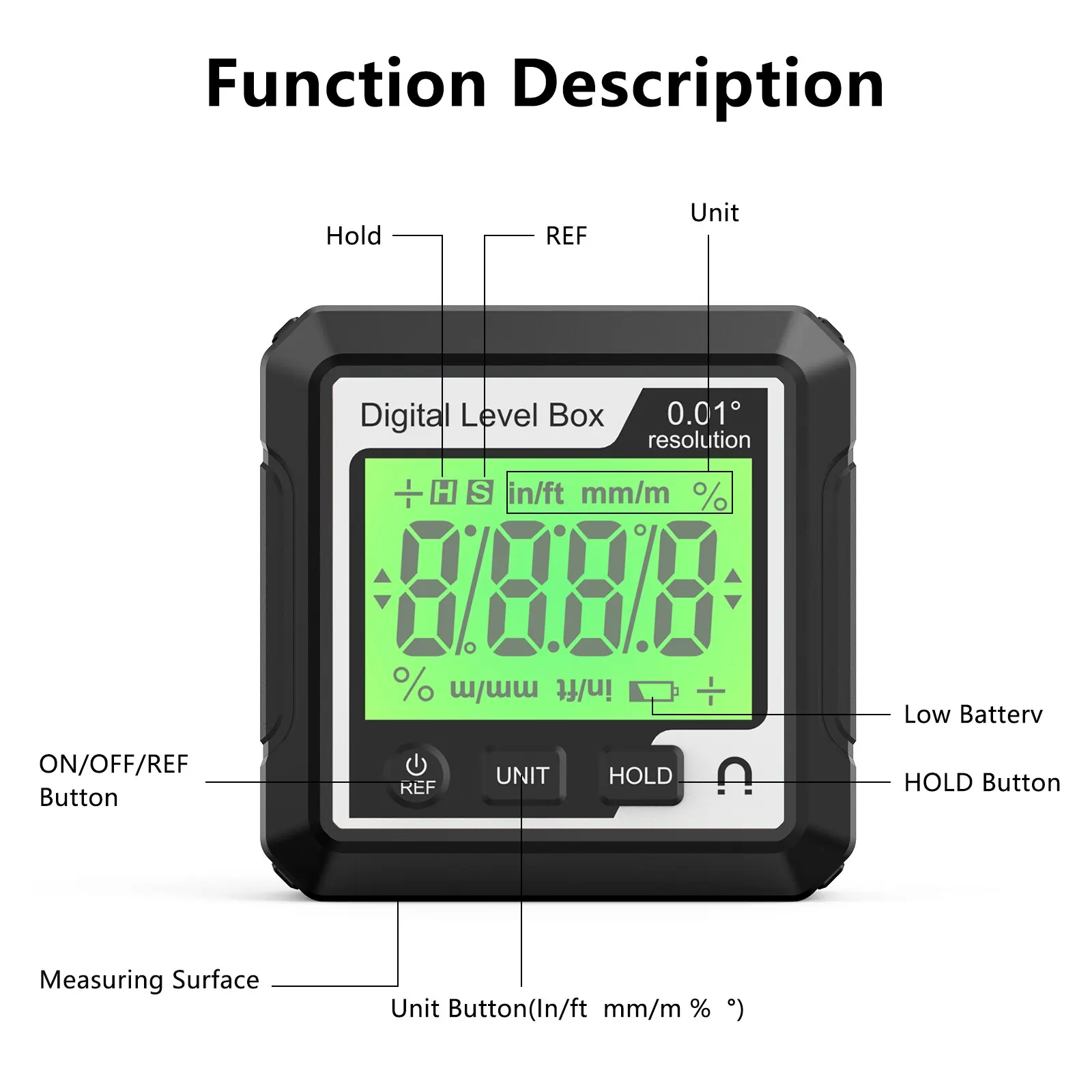 Digital protractor inclinometer level gauge goniometer measuring inclinometer magnetic gauge digital display 1PC digital angle protractor level gauge angle measuring tool angle protractor digital angle meter digital inclinometer digital level
