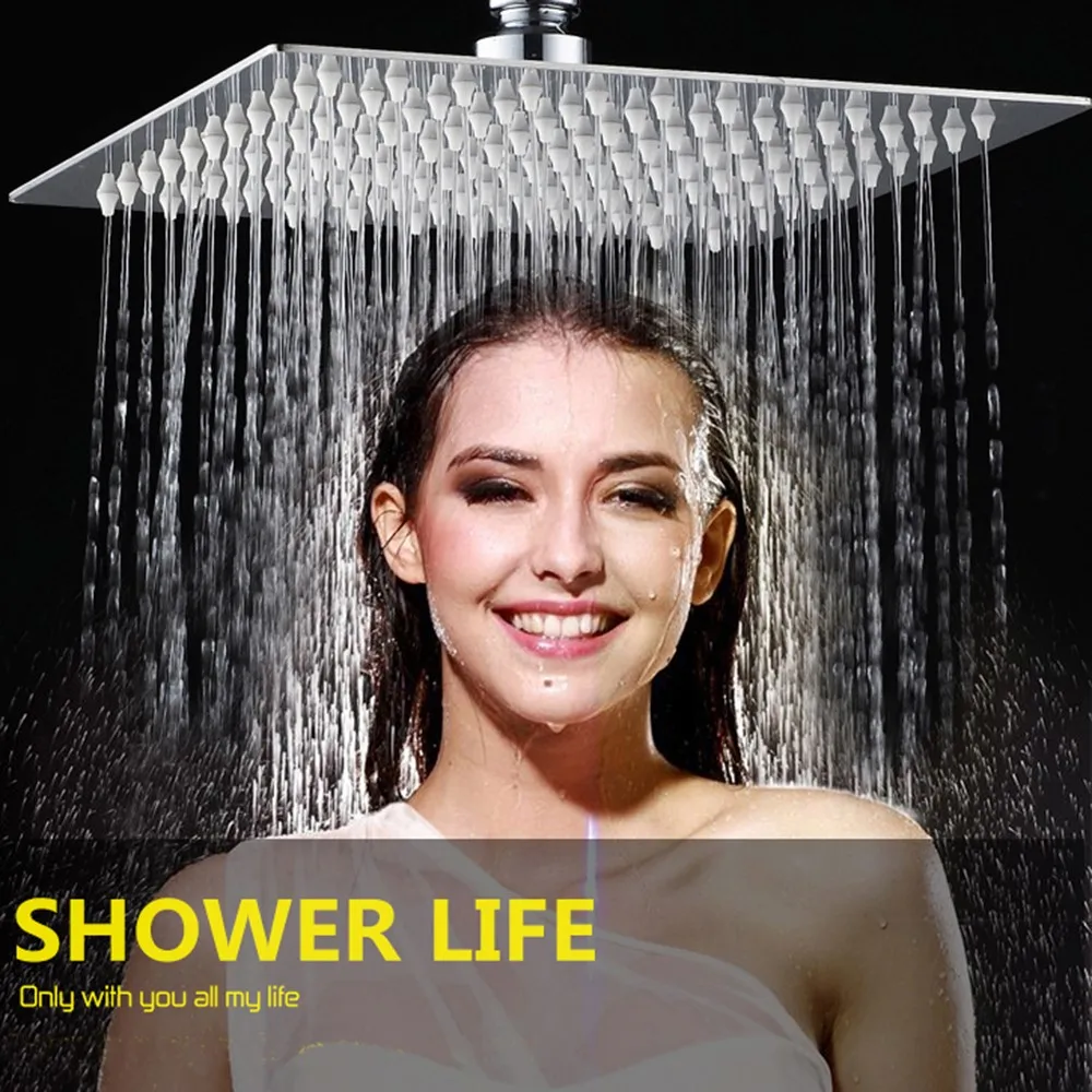 Chrome Polished Rainfall Wall Mounted Bathroom Shower Faucet Set Adjust Height Handle Shower Mixer Water Tap