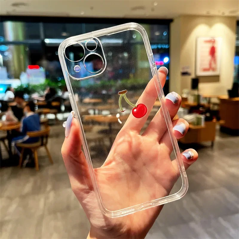 Playful Cherry Transparent Shockproof Phone Case - Soft, Durable, and Stylish Cover