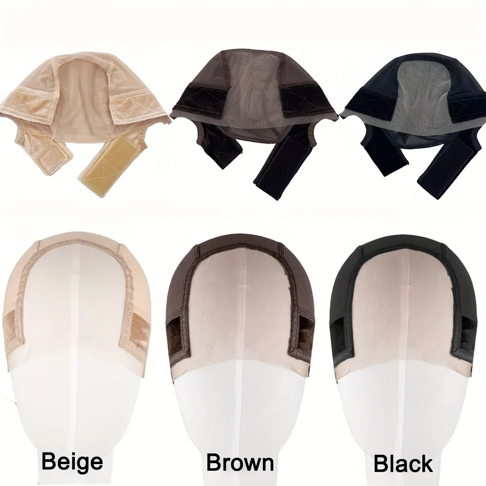 Transparent Adjustable Swiss Lace Wig Clip Head Cap Non-slip U Part Ventilated Elastic Comfort Ear Design Wig Clips