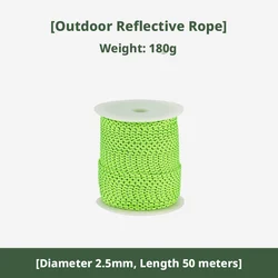 Reflective Durable Parachute Cord for Outdoor Camping and Survival (2.5mm - 50m)