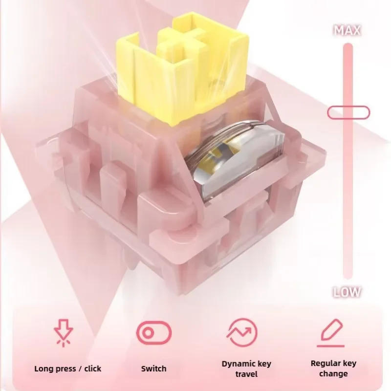 Outemu Peach Silent Magnetic Switch 2핀 프리루브드 40g 작동력 키스트로크 조정 가능한 FPS 게임 AULA MCHOSE에 적합