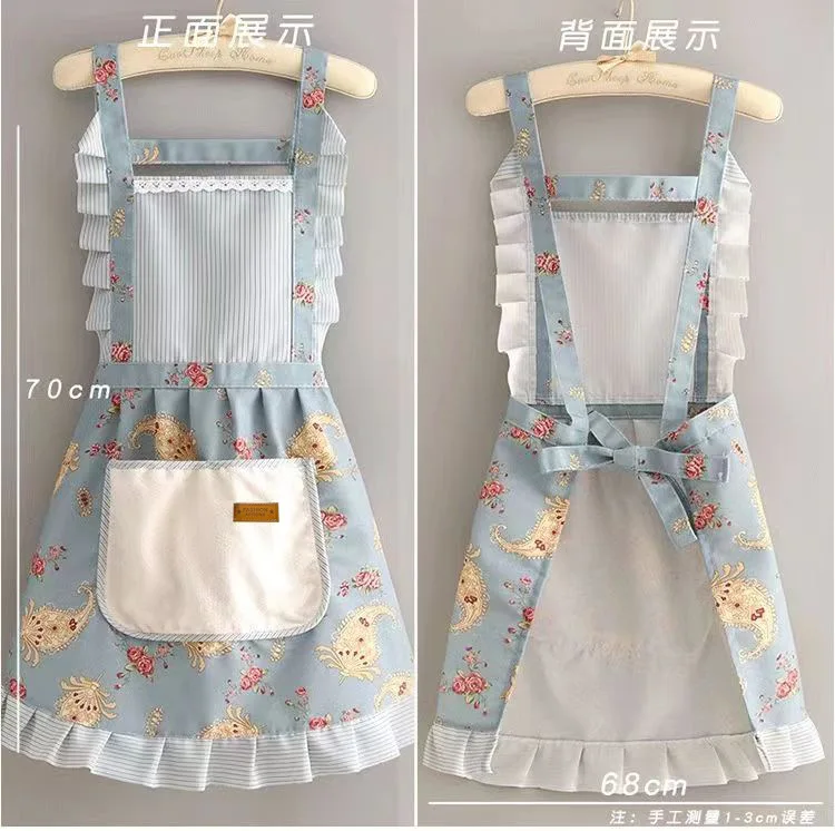 Summer Home Kitchen Hand-wiping Apron Princess Style Anti-fouling Wear-resistant Apron Small Fresh Work Clothes