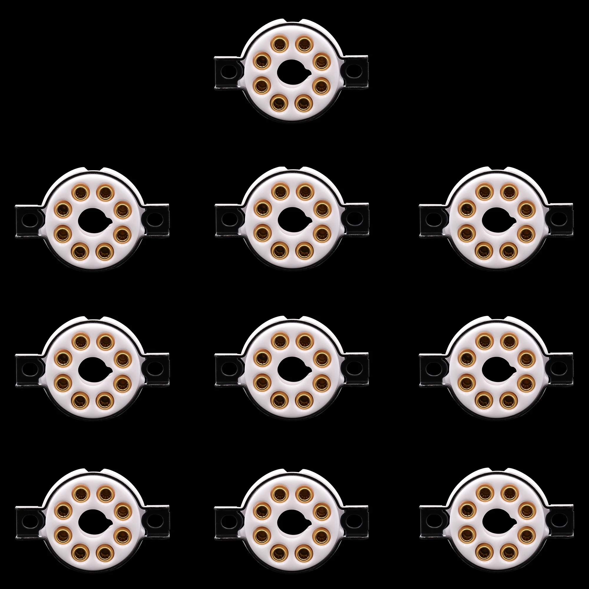 

EIZZ 8-Pin Octal Ceramic Vacuum Tube Socket Valve Tube Base For KT88 EL34 6550 6V6 6L6 KT66 5881 274B 5AR4 24K Gold Brass Pins