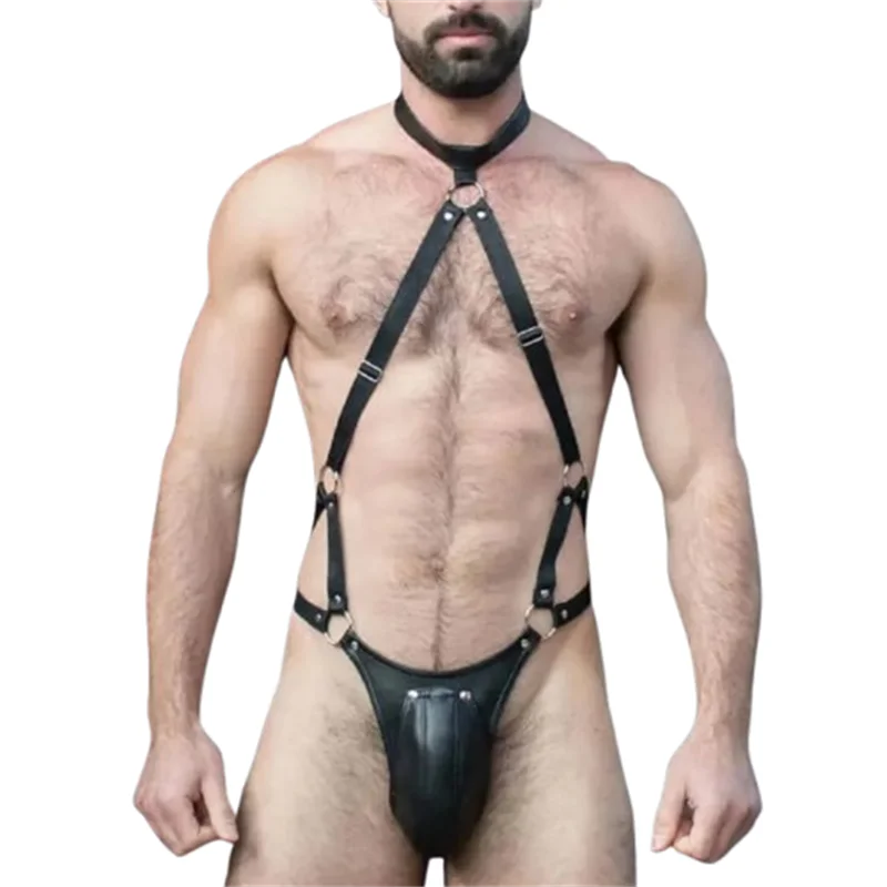 Men's Full Body Harness Open Crotch Pants Fetish Gay Lingerie Party Clubwear Crotchless Sissy Clothing