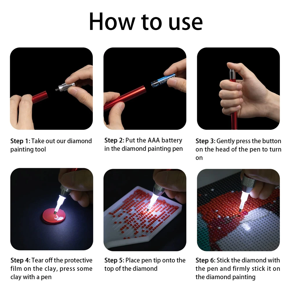 S07b63185be0e4bc3bcc572f67e3d296aE 5D Diamond Painting Tool Angled Tip Point Drill Pen Kits Lighting Drill Pen with Accessories DIY Sewing Crafts Tool Mallzona