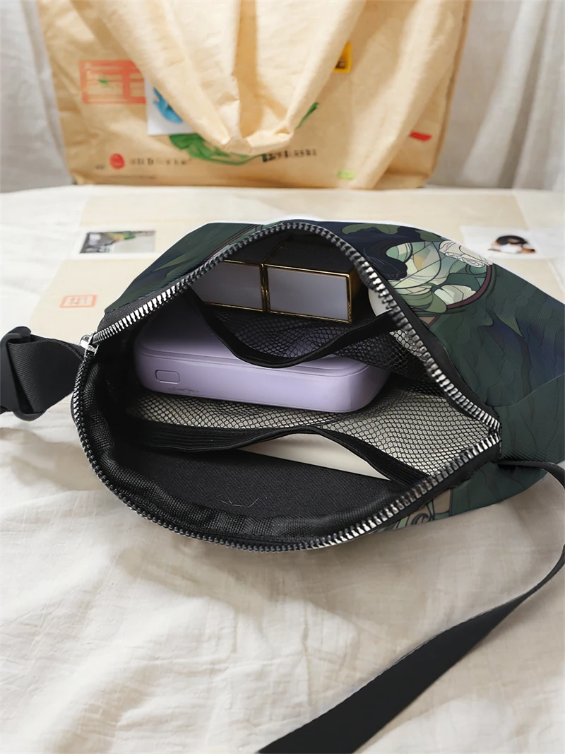 1pc，patterned cat pattern fashionable adjustable crossbody bag, neutral sports waist bag, suitable for running