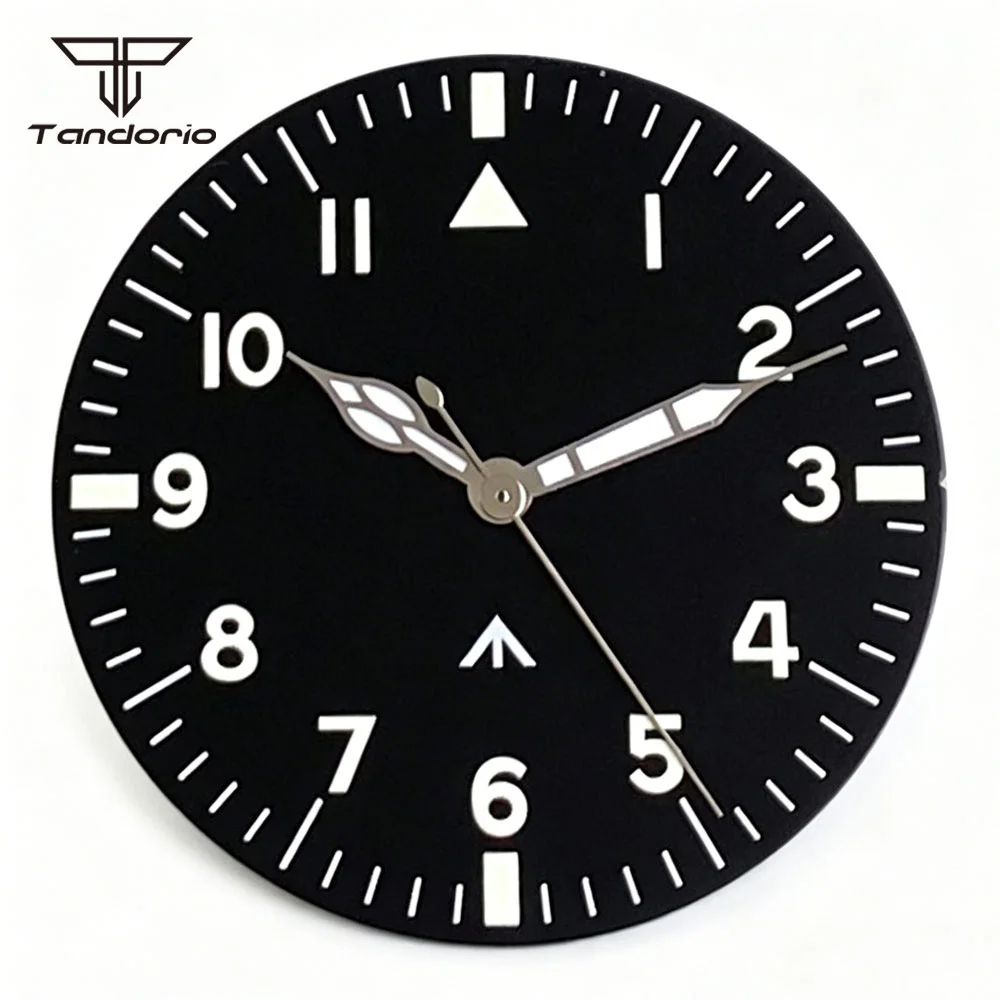 Elegant Steel Pilot Watch Case with Blue/Black Dial and Sapphire Glass