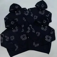 DENIM TEARS Fashion New Men's Women's Same Kapok Foam Printing Loose Velvet Hooded Sweater Trousers Set 2
